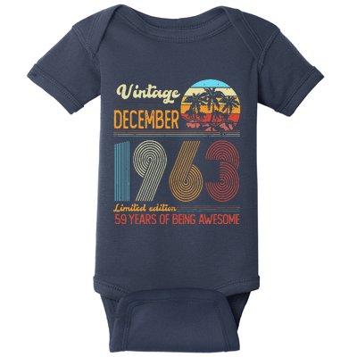 Limited Edition December 59th Birthday Gifts Vintage 1963 Baby Bodysuit