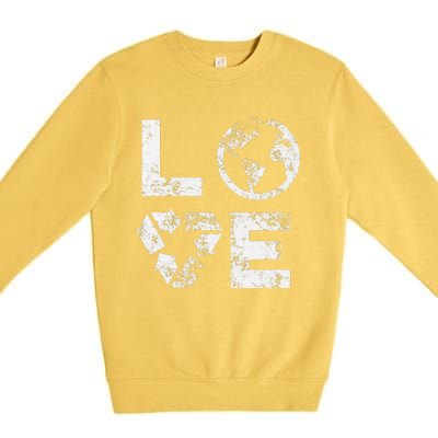 Love Earth Day 90s Vintage Recycling Or Teacher Premium Crewneck Sweatshirt