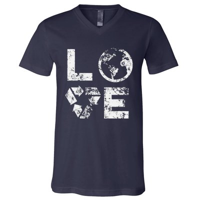 Love Earth Day 90s Vintage Recycling Or Teacher V-Neck T-Shirt