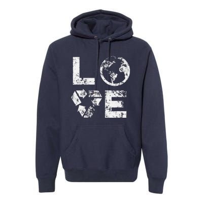 Love Earth Day 90s Vintage Recycling Or Teacher Premium Hoodie