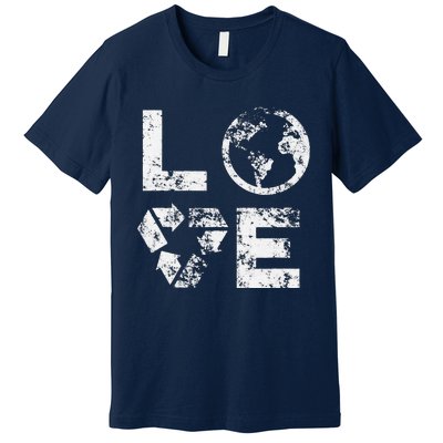 Love Earth Day 90s Vintage Recycling Or Teacher Premium T-Shirt