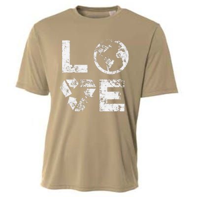 Love Earth Day 90s Vintage Recycling Or Teacher Cooling Performance Crew T-Shirt