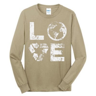 Love Earth Day 90s Vintage Recycling Or Teacher Tall Long Sleeve T-Shirt