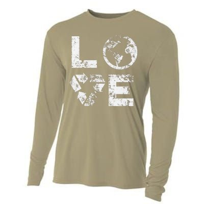 Love Earth Day 90s Vintage Recycling Or Teacher Cooling Performance Long Sleeve Crew