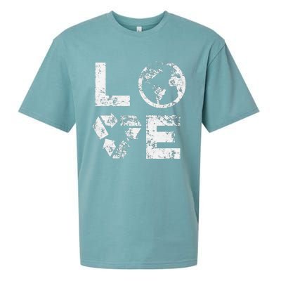 Love Earth Day 90s Vintage Recycling Or Teacher Sueded Cloud Jersey T-Shirt