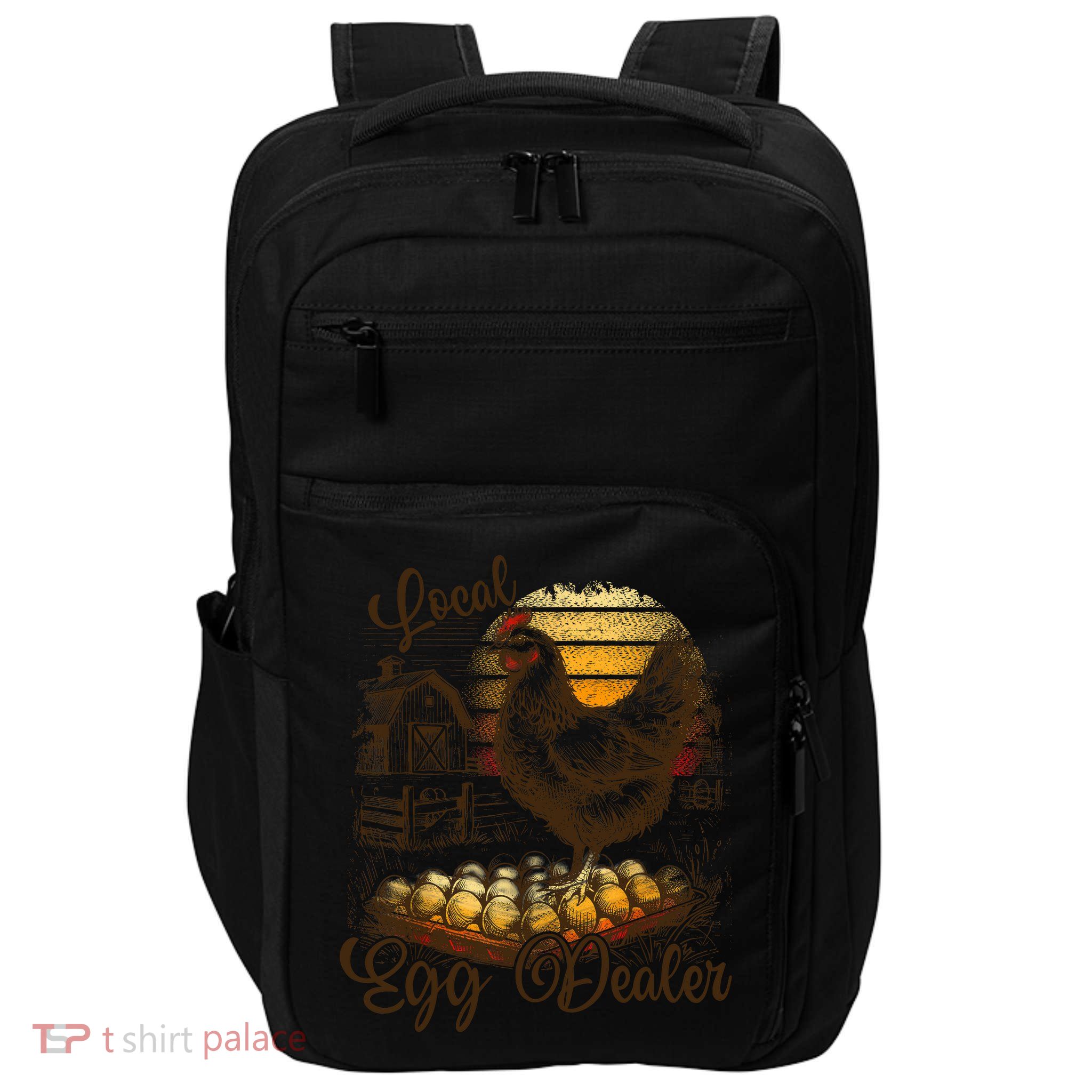 Local Egg Dealer Chicken Farmer Poultry Farm Fresh Eggs  Impact Tech Backpack