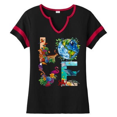 Love Earth Day Nature Ladies Halftime Notch Neck Tee