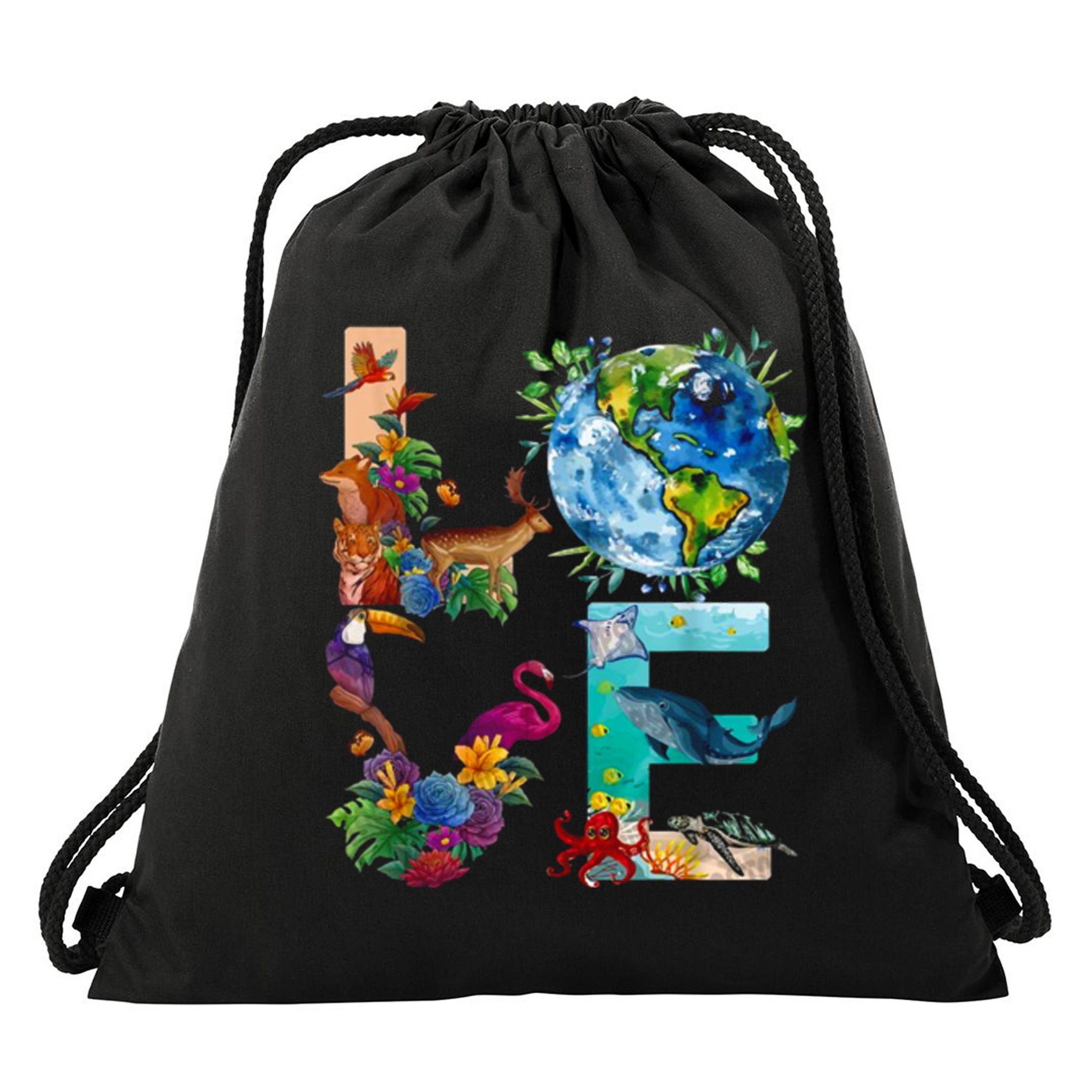 Love Earth Day Nature Drawstring Bag