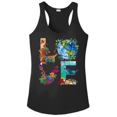 Love Earth Day Nature Ladies PosiCharge Competitor Racerback Tank