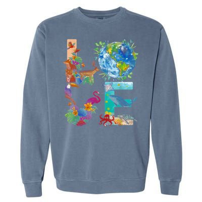 Love Earth Day Nature Garment-Dyed Sweatshirt