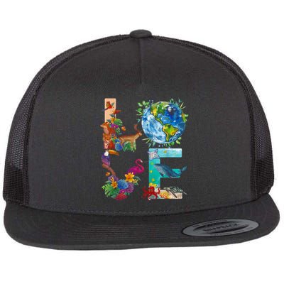 Love Earth Day Nature Flat Bill Trucker Hat