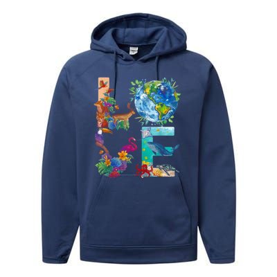 Love Earth Day Nature Performance Fleece Hoodie