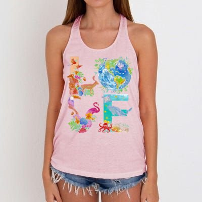 Love Earth Day Nature Women's Knotted Racerback Tank