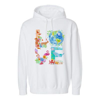 Love Earth Day Nature Garment-Dyed Fleece Hoodie