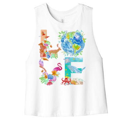 Love Earth Day Nature Women's Racerback Cropped Tank