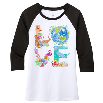 Love Earth Day Nature Women's Tri-Blend 3/4-Sleeve Raglan Shirt