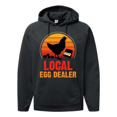 Local Egg Dealer Funny Retro Egg Peddler Chicken Egg Farmer Performance Fleece Hoodie