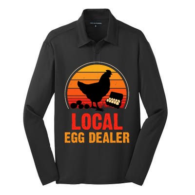 Local Egg Dealer Funny Retro Egg Peddler Chicken Egg Farmer Silk Touch Performance Long Sleeve Polo