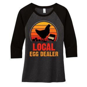 Local Egg Dealer Funny Retro Egg Peddler Chicken Egg Farmer Women's Tri-Blend 3/4-Sleeve Raglan Shirt