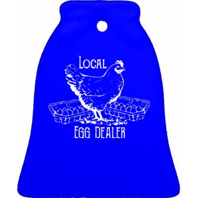 Local Egg Dealer Funny Bleached Chicken Lover Farm Farmer Ceramic Bell Ornament