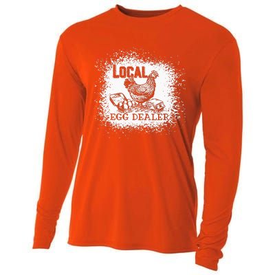 Local Egg Dealer Funny Bleached Chicken Lover Farm Farmer Cooling Performance Long Sleeve Crew