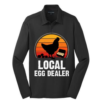 Local Egg Dealer Funny Retro Egg Peddler Chicken Egg Farmer Silk Touch Performance Long Sleeve Polo