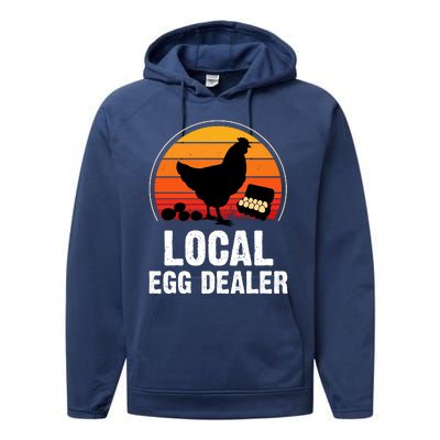 Local Egg Dealer Funny Retro Egg Peddler Chicken Egg Farmer Performance Fleece Hoodie