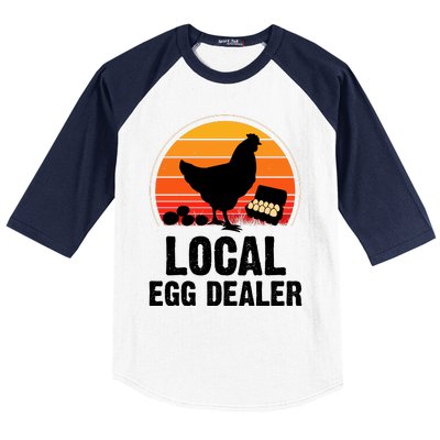 Local Egg Dealer Funny Retro Egg Peddler Chicken Egg Farmer Baseball Sleeve Shirt