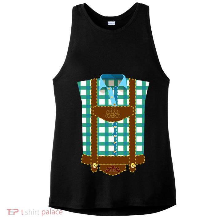 Lederhosen Costume Funny Oktoberfest Tux Ladies PosiCharge Tri-Blend Wicking Tank