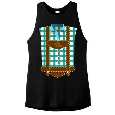 Lederhosen Costume Funny Oktoberfest Tux Ladies PosiCharge Tri-Blend Wicking Tank