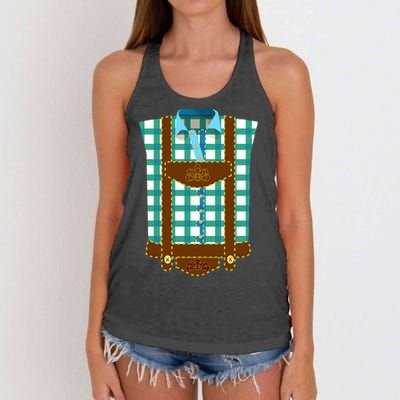 Lederhosen Costume Funny Oktoberfest Tux Women's Knotted Racerback Tank