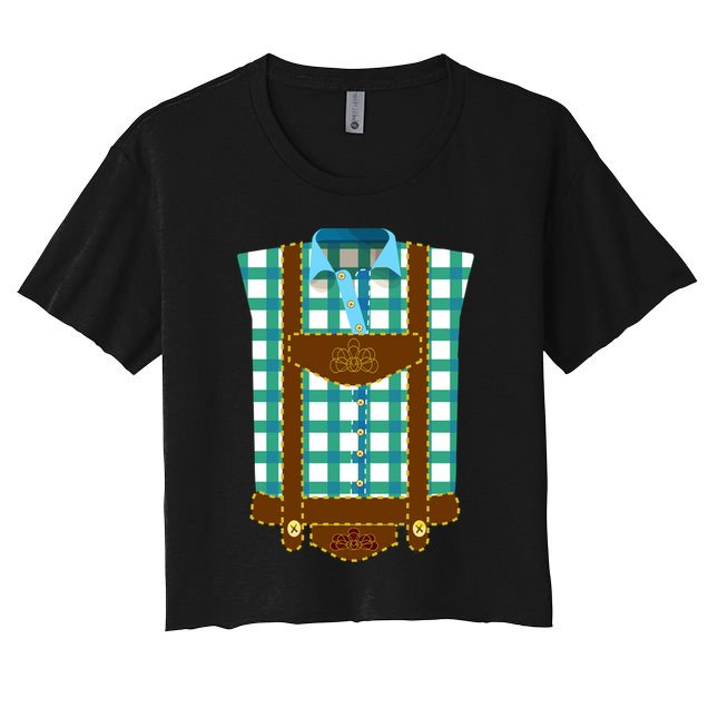Lederhosen Costume Funny Oktoberfest Tux Women's Crop Top Tee