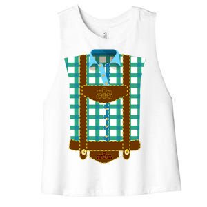 Lederhosen Costume Funny Oktoberfest Tux Women's Racerback Cropped Tank