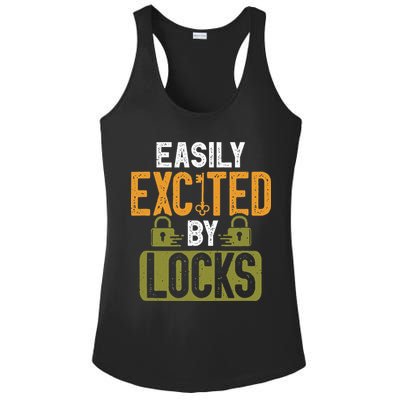Locksmith Easily Excited Lockpicking Lock Pick Locksmithing Ladies PosiCharge Competitor Racerback Tank