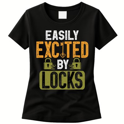 Locksmith Easily Excited Lockpicking Lock Pick Locksmithing Womens T-Shirt