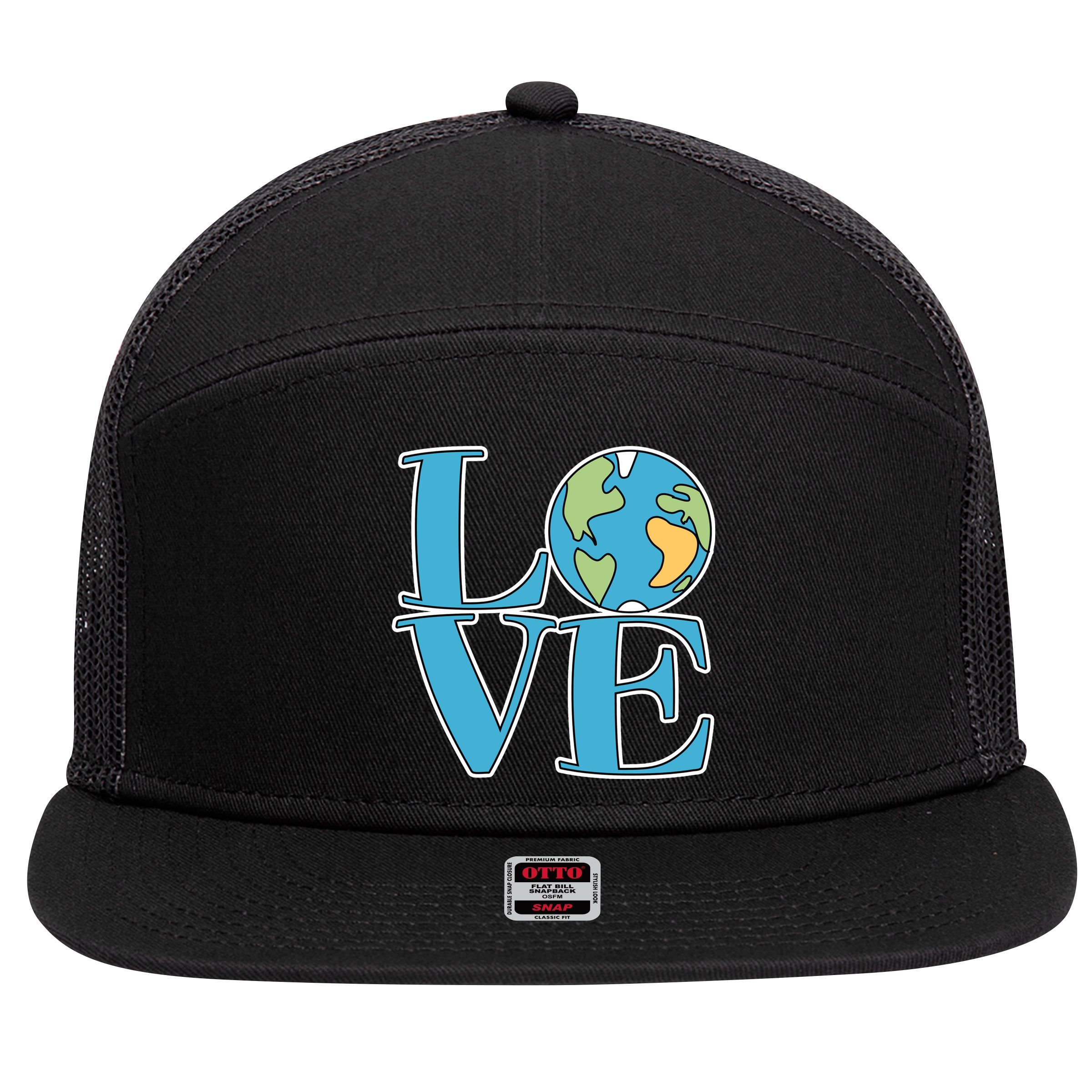 Love Earth Earth Day Simple Letter Box 7 Panel Mesh Trucker Snapback Hat