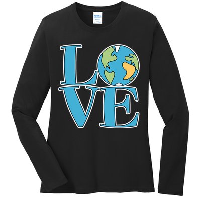 Love Earth Earth Day Simple Letter Box Ladies Long Sleeve Shirt