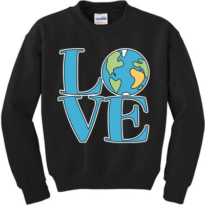 Love Earth Earth Day Simple Letter Box Kids Sweatshirt