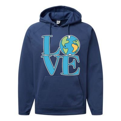 Love Earth Earth Day Simple Letter Box Performance Fleece Hoodie