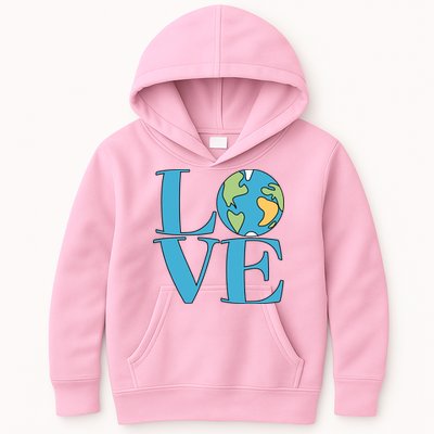 Love Earth Earth Day Simple Letter Box Kids Hoodie
