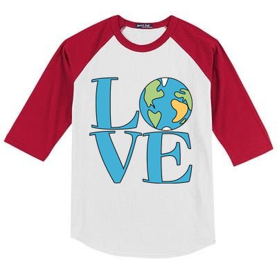 Love Earth Earth Day Simple Letter Box Kids Colorblock Raglan Jersey