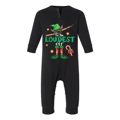 Loudest Elf Family Matching Group Christmas Squad Infant Fleece One Piece