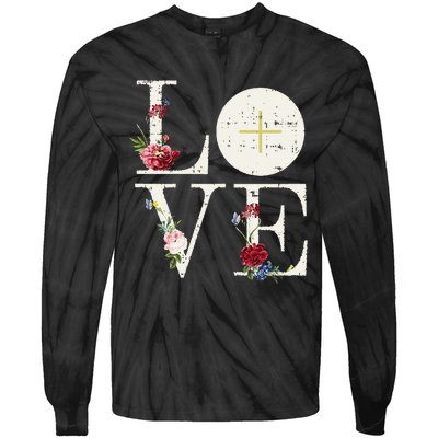 Love Eucharist First Holy Communion Christian Catholic Gift Tie-Dye Long Sleeve Shirt