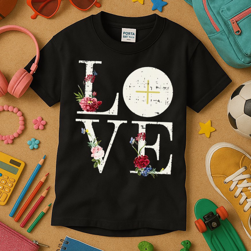 Love Eucharist First Holy Communion Christian Catholic Gift Kids T-Shirt