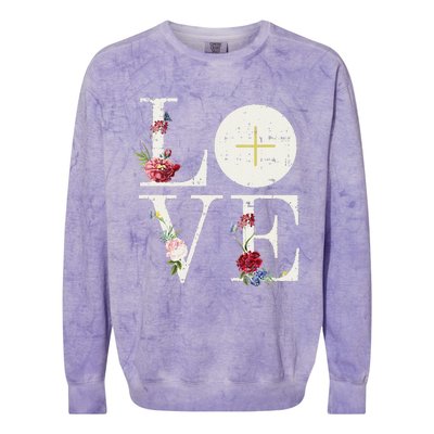 Love Eucharist First Holy Communion Christian Catholic Gift Colorblast Crewneck Sweatshirt