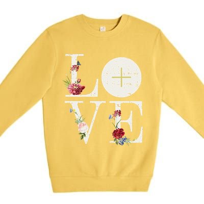 Love Eucharist First Holy Communion Christian Catholic Gift Premium Crewneck Sweatshirt