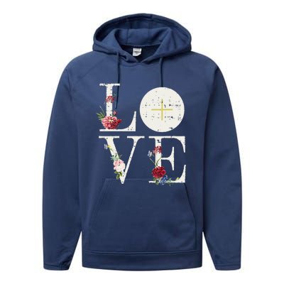 Love Eucharist First Holy Communion Christian Catholic Gift Performance Fleece Hoodie