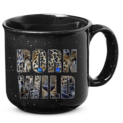 Leopard Eyes Face Born Wild Iger Lion Animal Print Cat 15oz Campfire Ceramic Mug