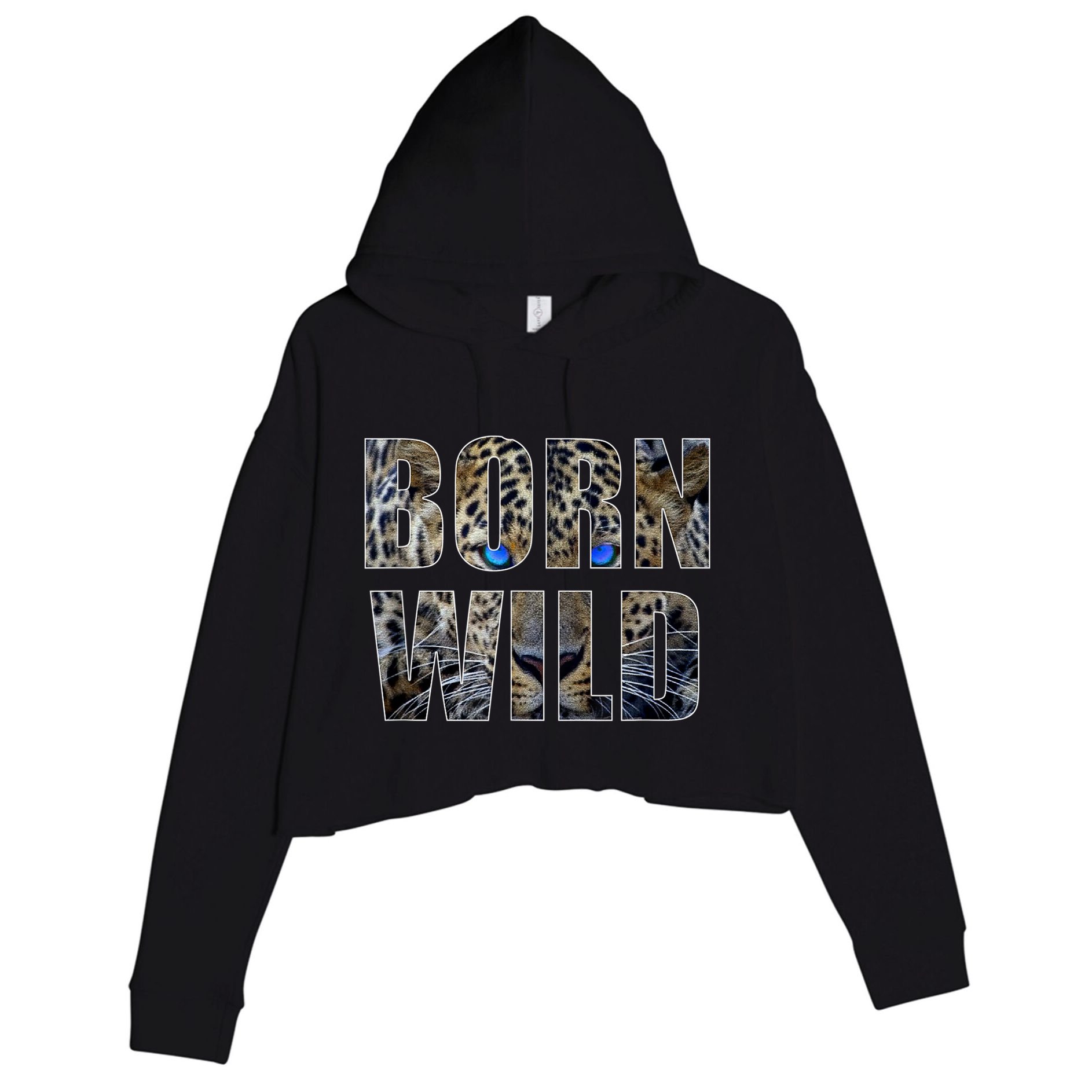 Leopard Eyes Face Born Wild Iger Lion Animal Print Cat Crop Fleece Hoodie