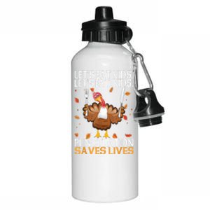 Let's eatShirts Funny Turkey Thanksgiving Day Grammar Teacher Aluminum Water Bottle